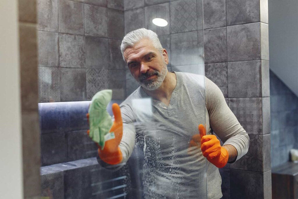Cleaner cleaning shower glass